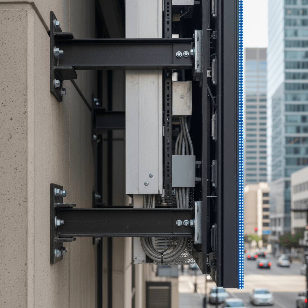 Side view of billboard installation showing structural durability