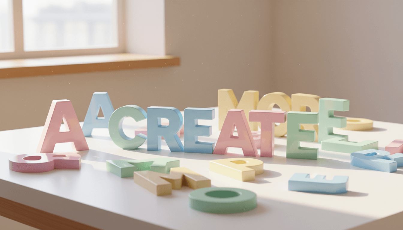 Polished liquid acrylic letters in various sizes and colors on display