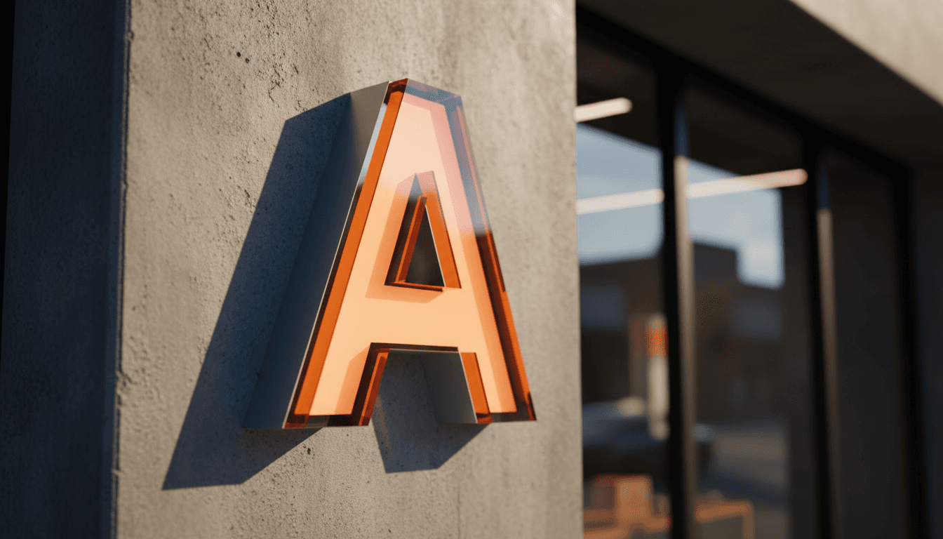 3D acrylic channel letter with internal LED lighting mounted on storefront