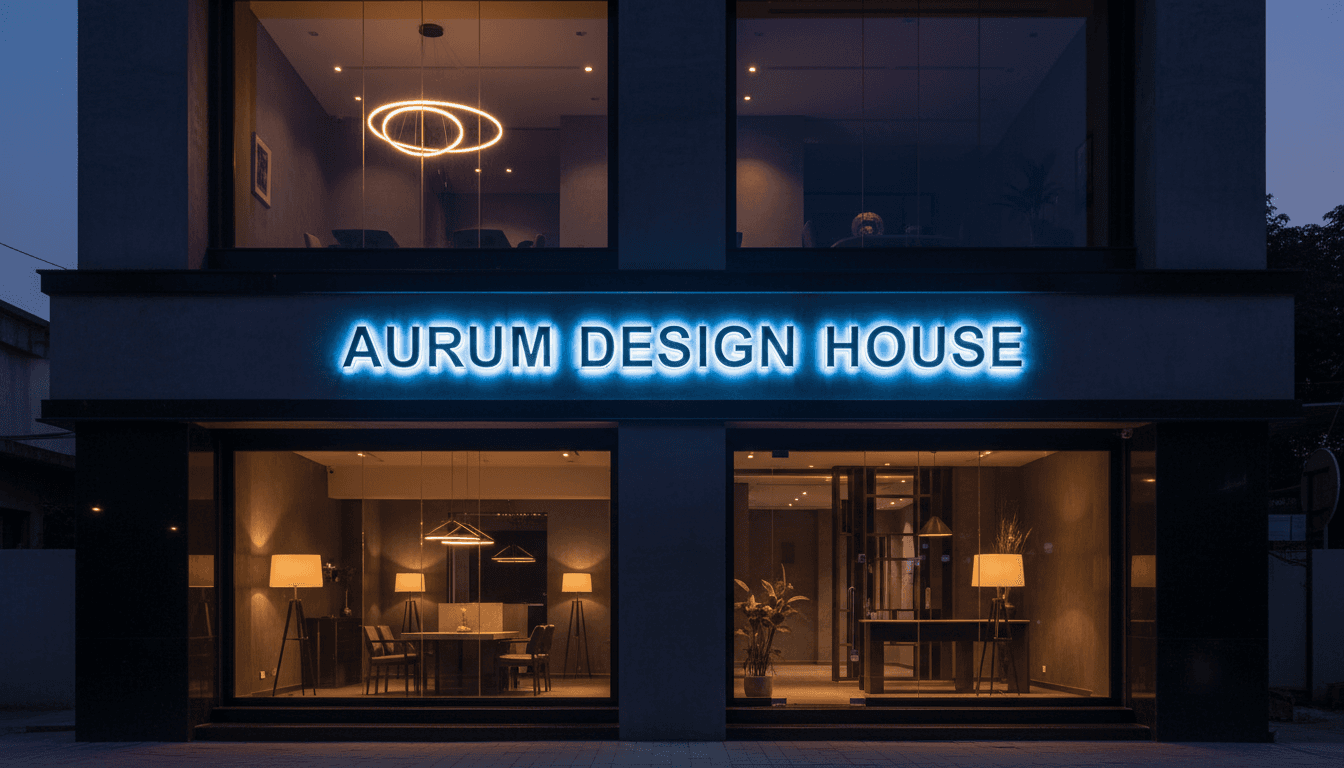 Illuminated 3D acrylic channel letters on a premium storefront at night