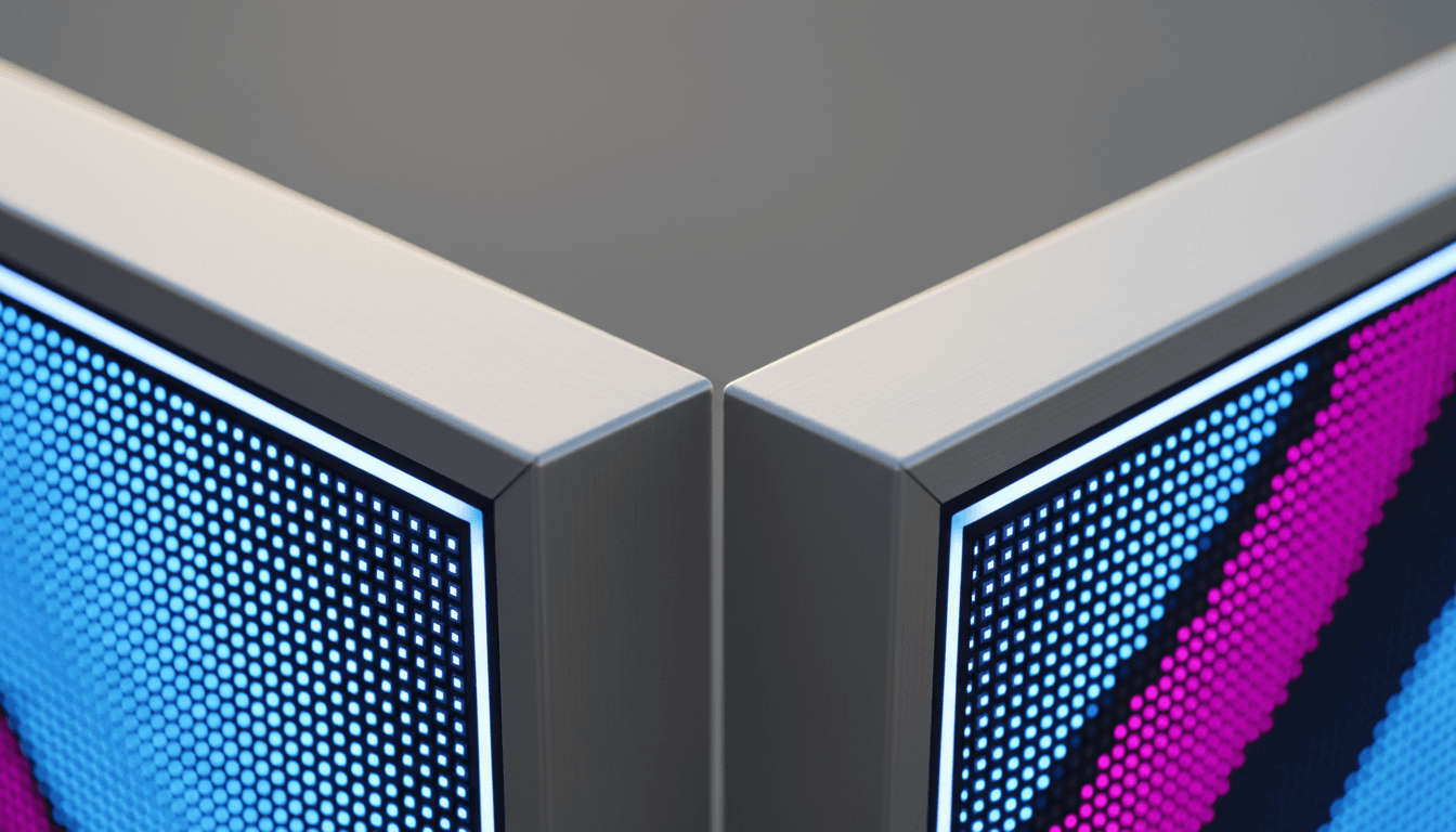 Close-up detail of premium digital billboard frame and LED panel construction