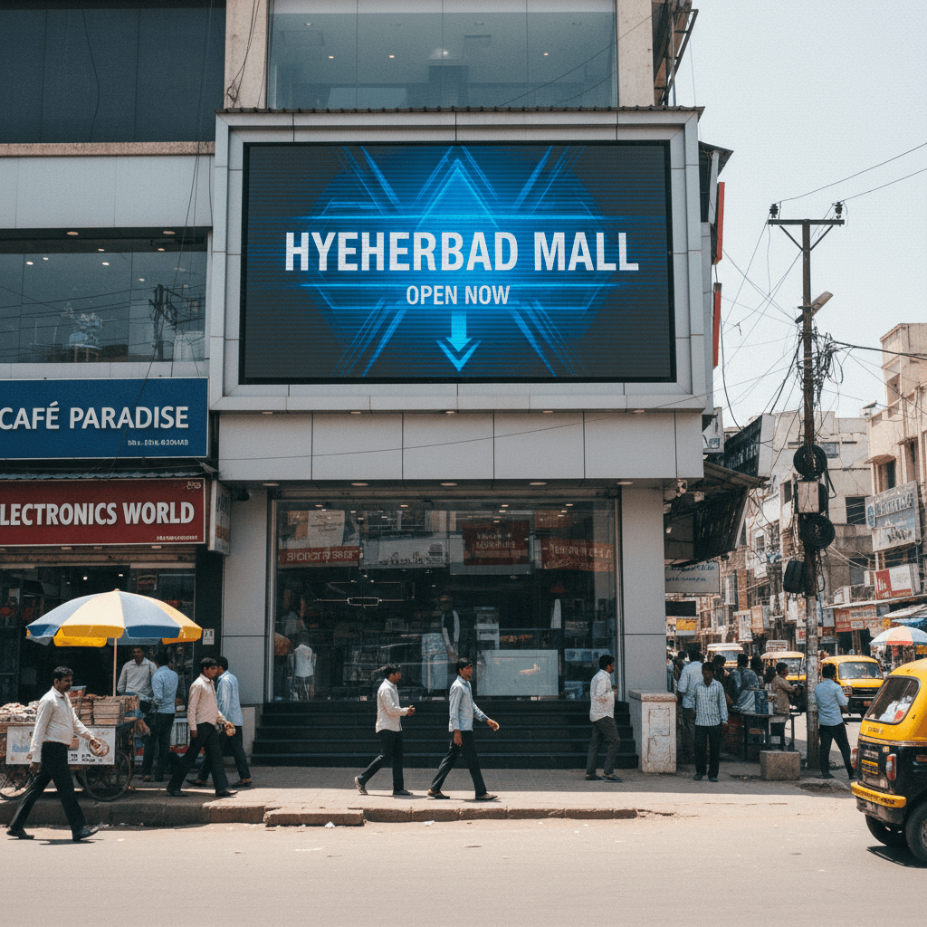 Digital billboard in busy commercial street location