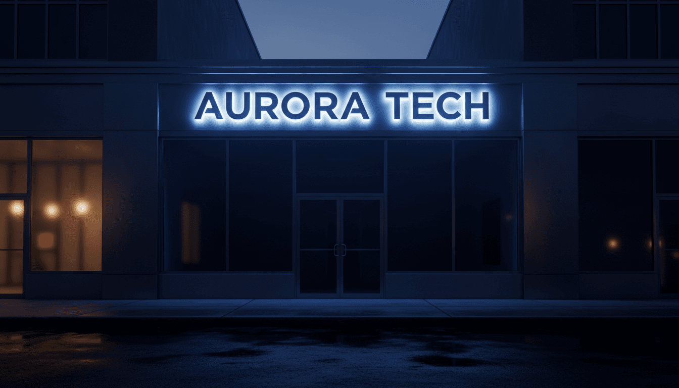 Modern storefront with illuminated 3D acrylic channel letters at dusk